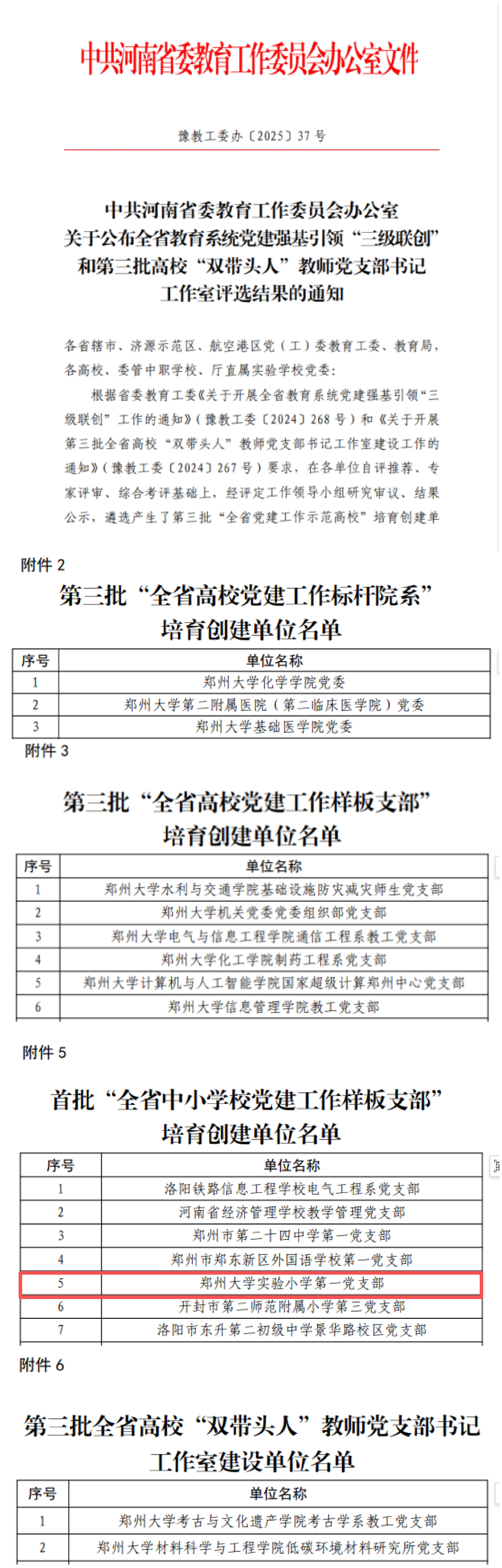 郑州大学在全省教育系统党建强基引领“三级联创”及第三批全省高校“双带头人”教师党支部书记工作室评选中再创佳绩